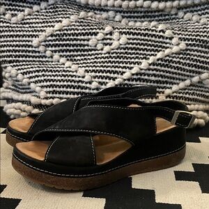 Clarks Black Kassandra Wedge Sandal